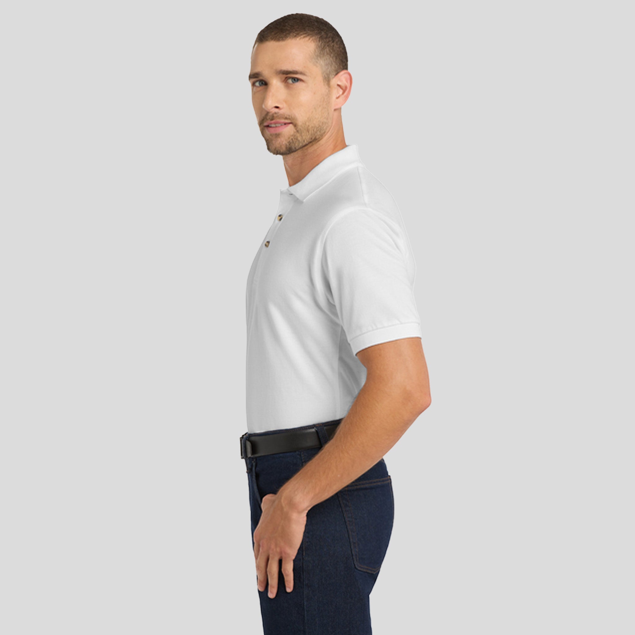 Heavyweight Cotton Pique Polo | White