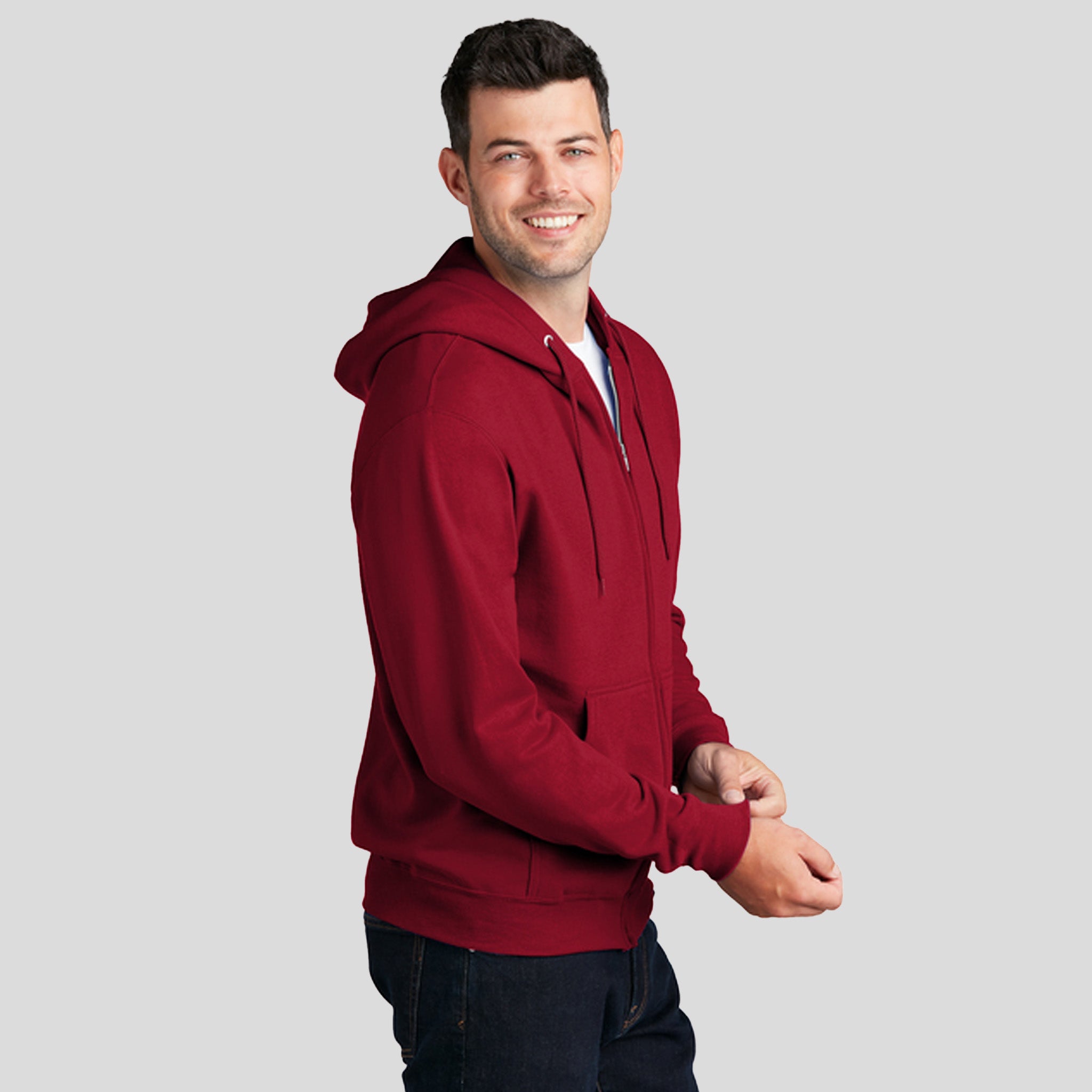 Core Fleece Full-Zip Hooded Sweatshirt | Red