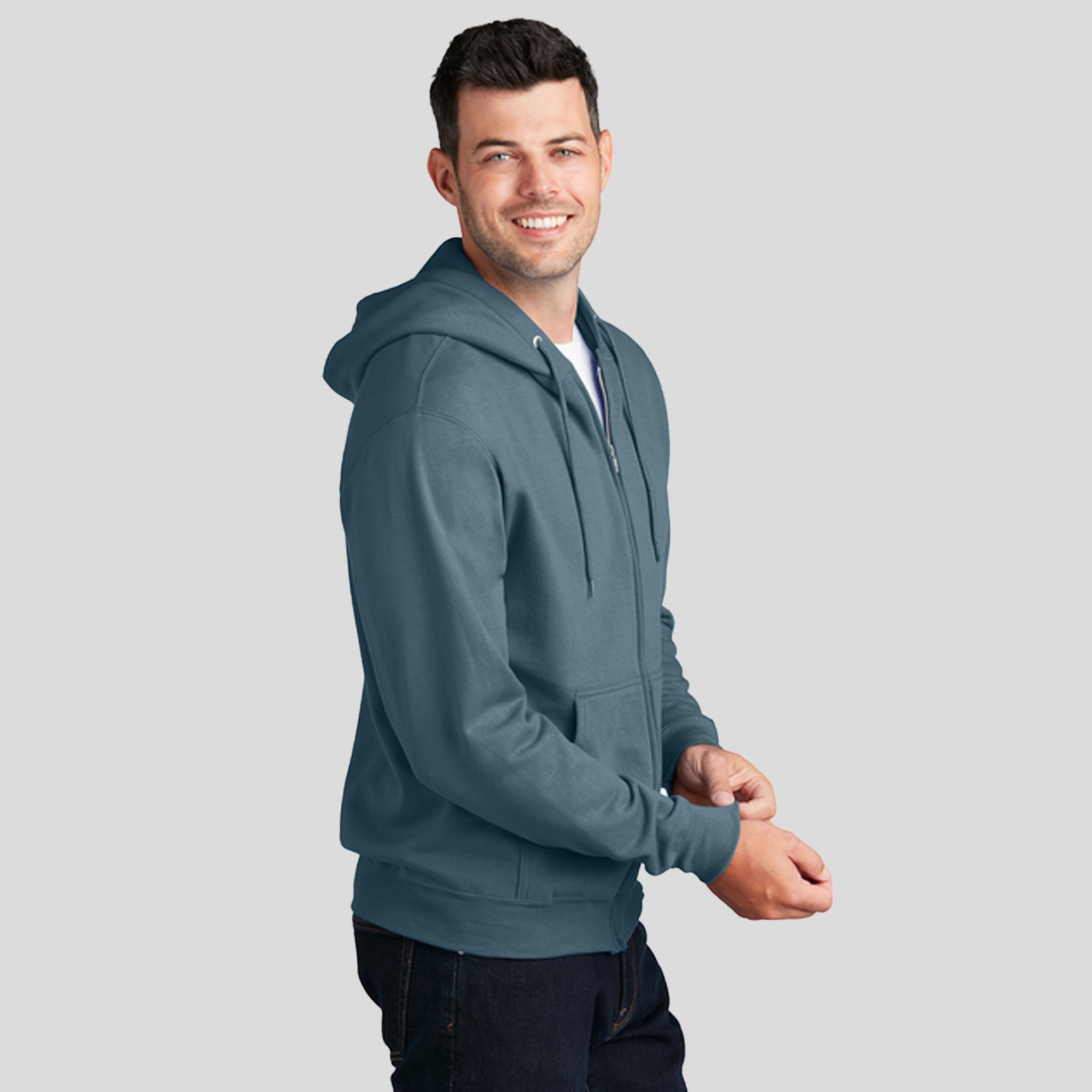 Core Fleece Full-Zip Hooded Sweatshirt | Steel Blue