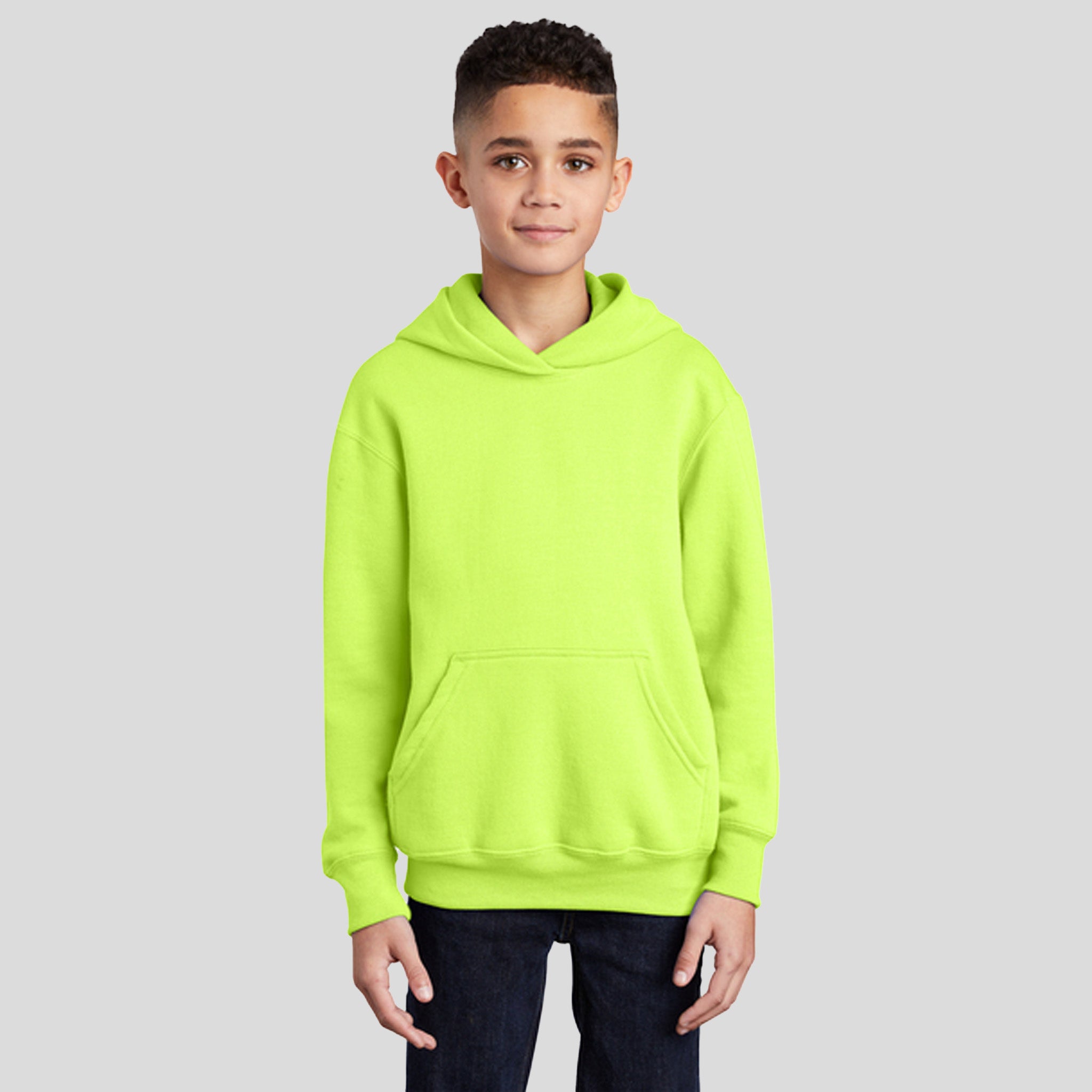 Youth Core Fleece Pullover Hooded Sweatshirt | Neon Yellow