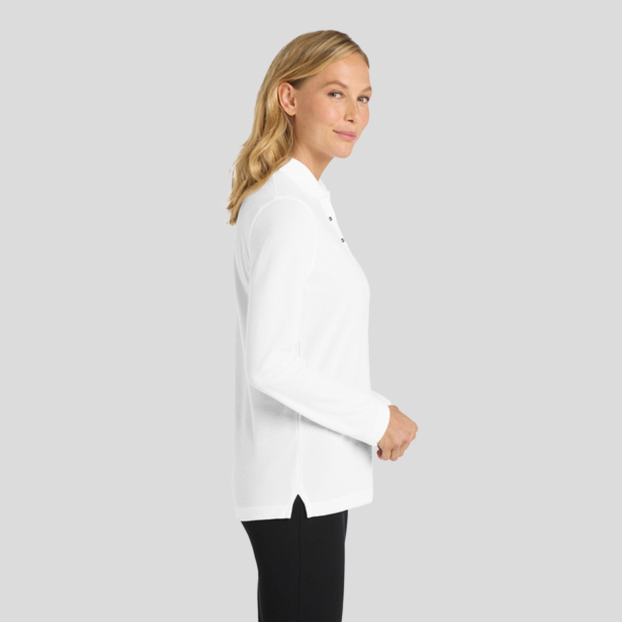 Women's Silk Touch™ Long Sleeve Polo | White