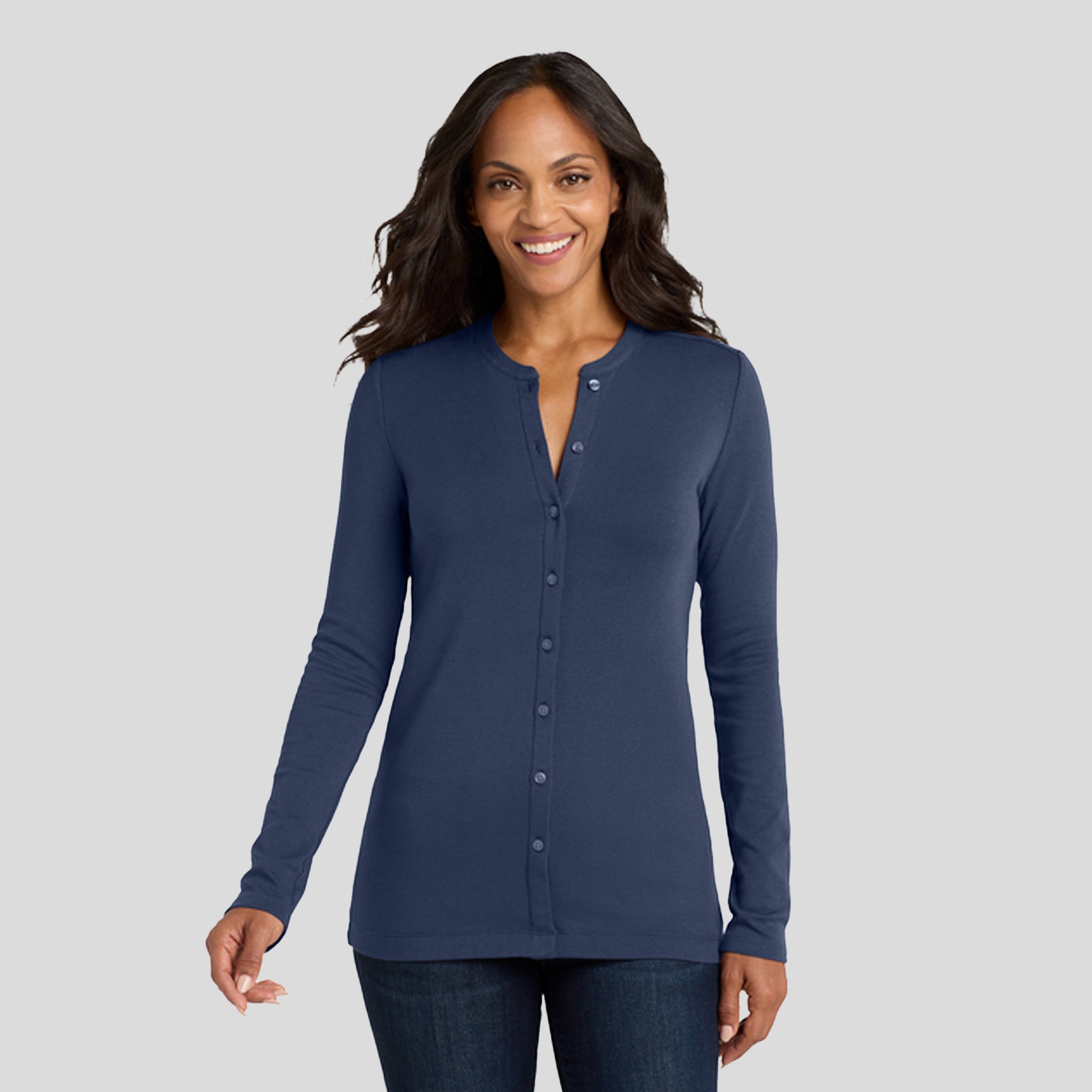 Women's Concept Stretch Button-Front Cardigan | Navy