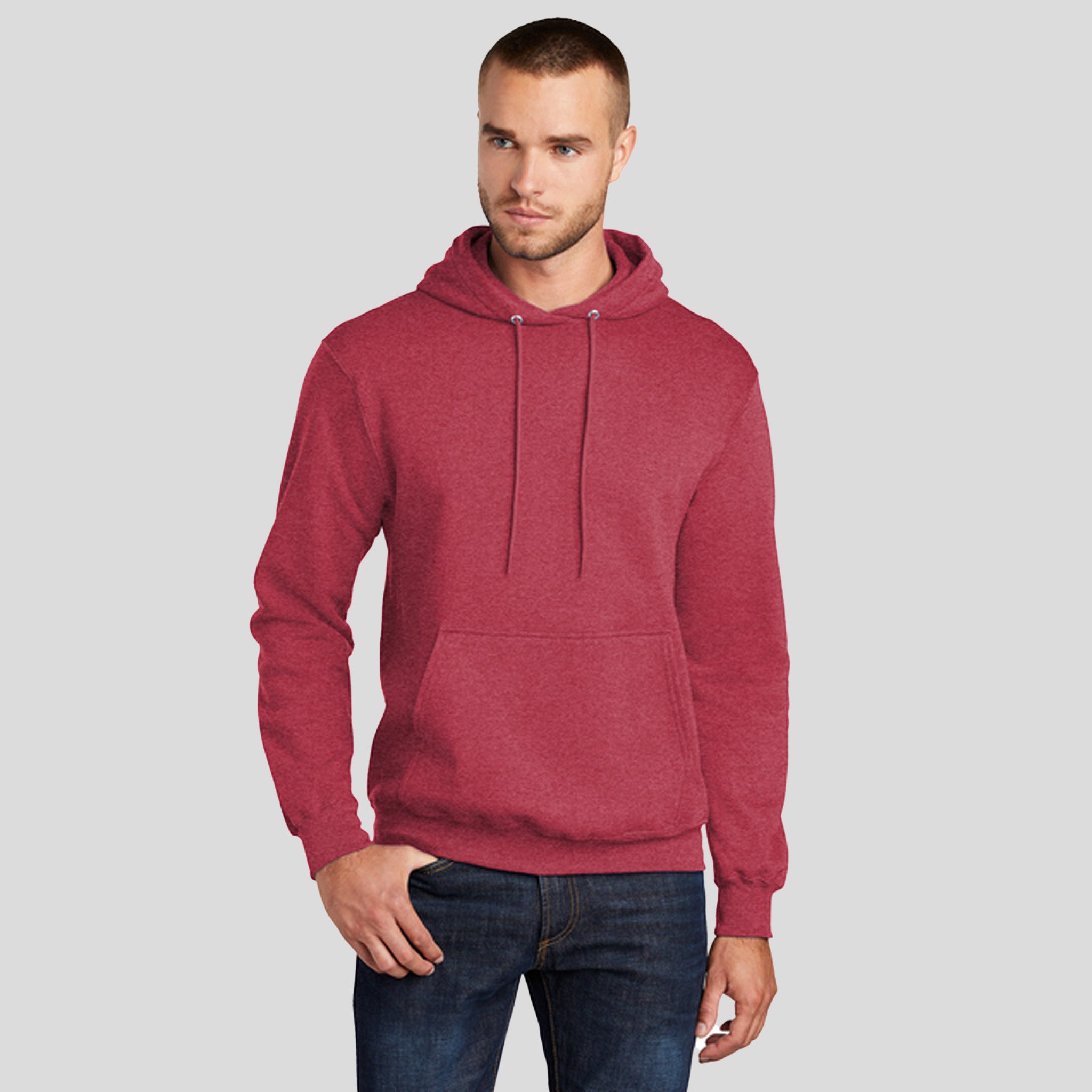 Core Fleece Pullover Hooded Sweatshirt | Heather Red