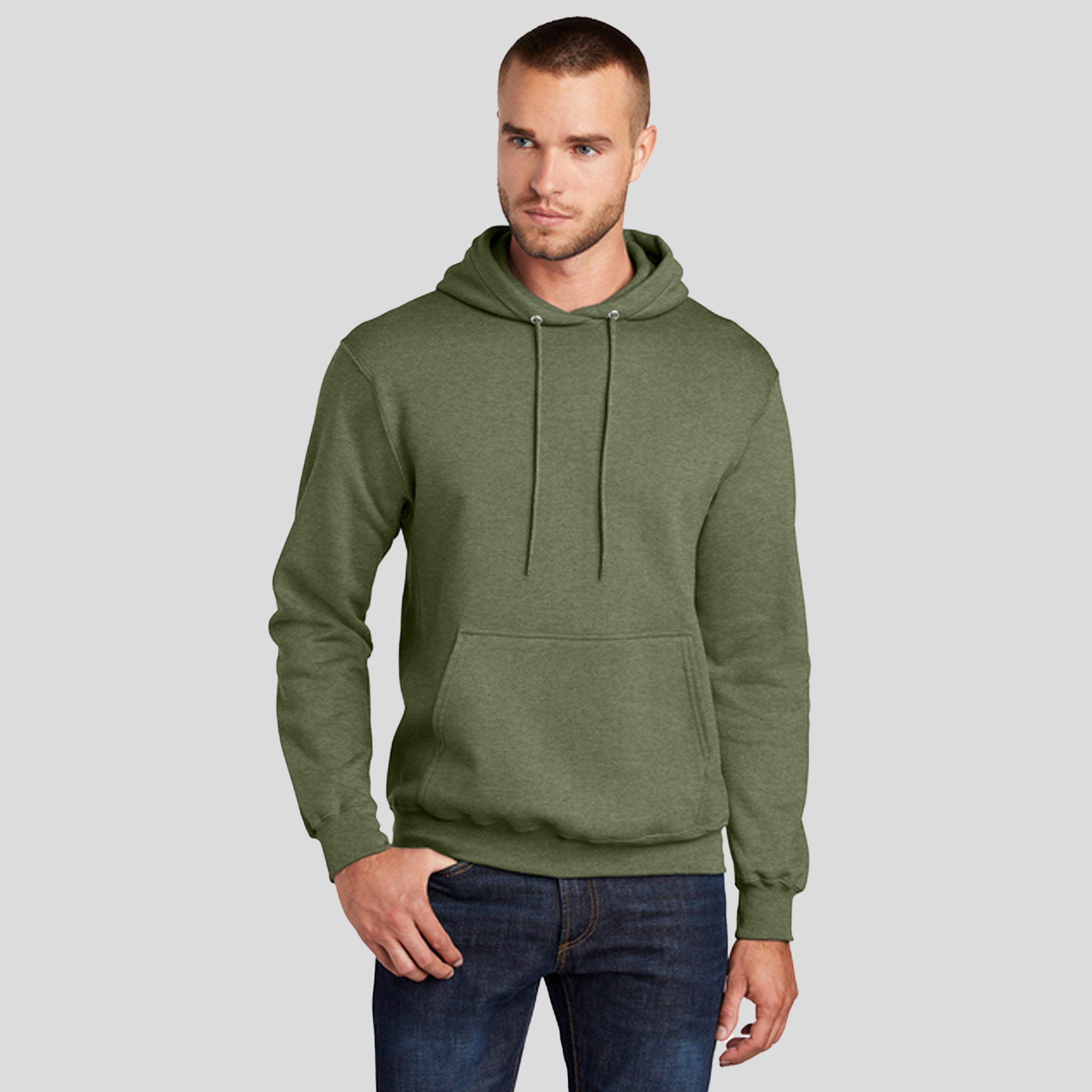 Core Fleece Pullover Hooded Sweatshirt | Olive Drab Green Heather