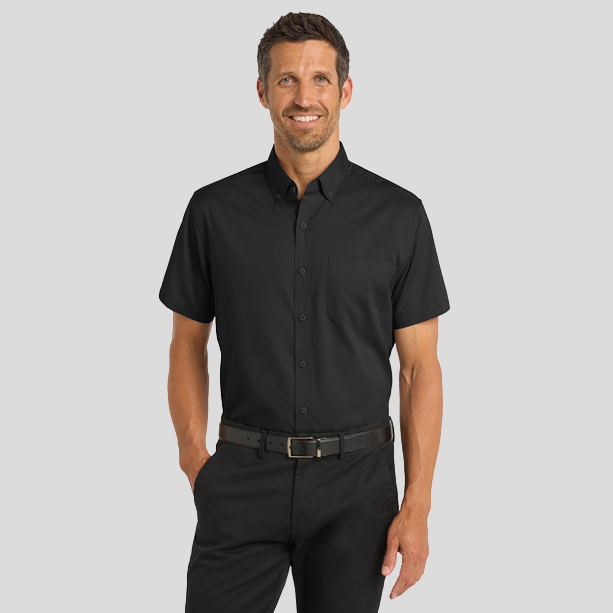 Men's Short Sleeve SuperPro™ Twill Shirt | Black