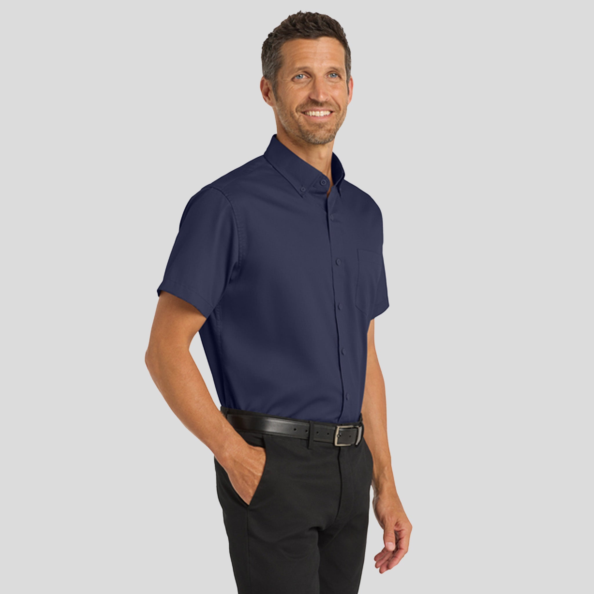 Men's Short Sleeve SuperPro™ Twill Shirt | Navy